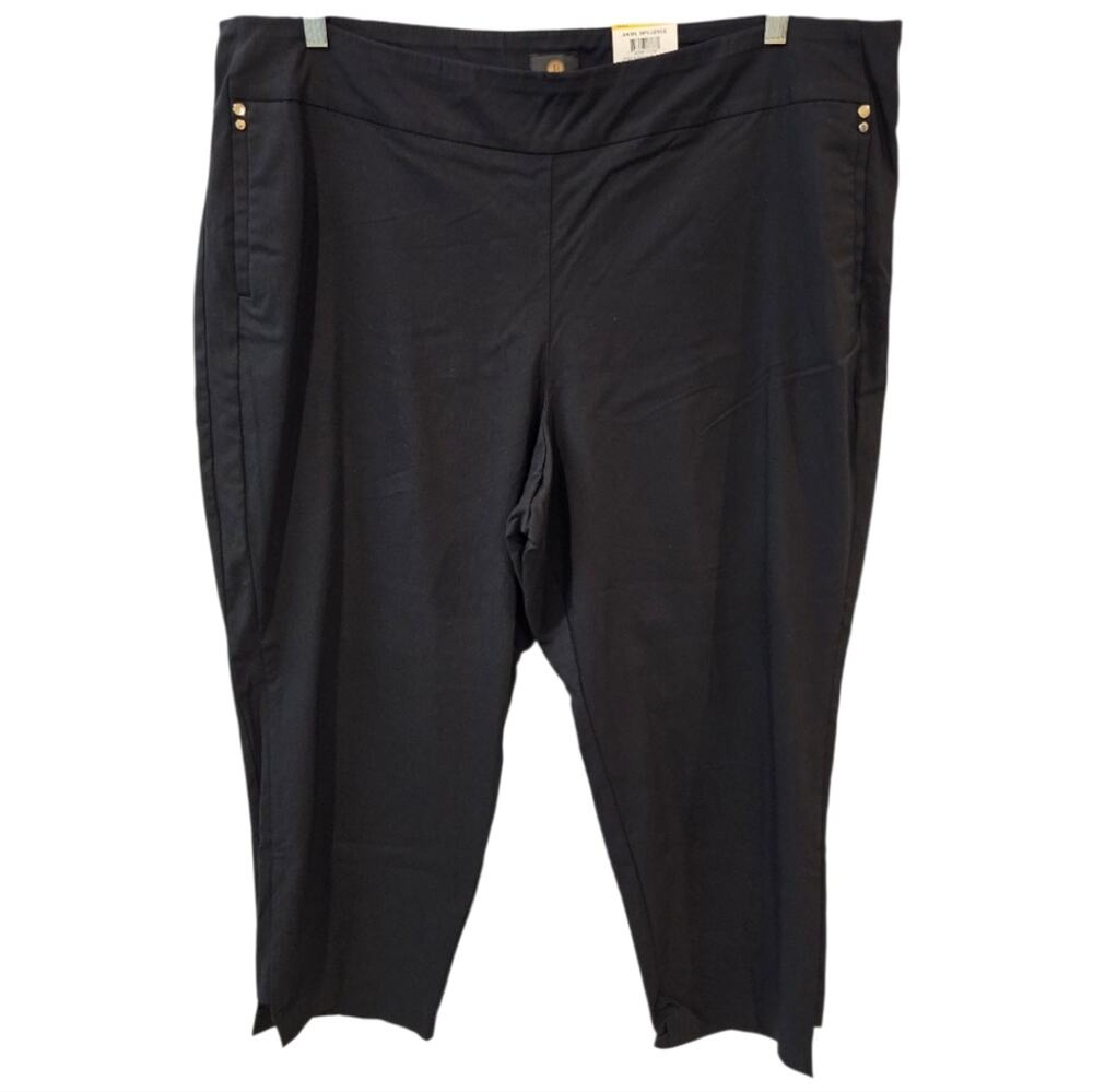 JM Collection Plus Deep Black Comfort Waistband Tummy Control Ankle Pants 24W